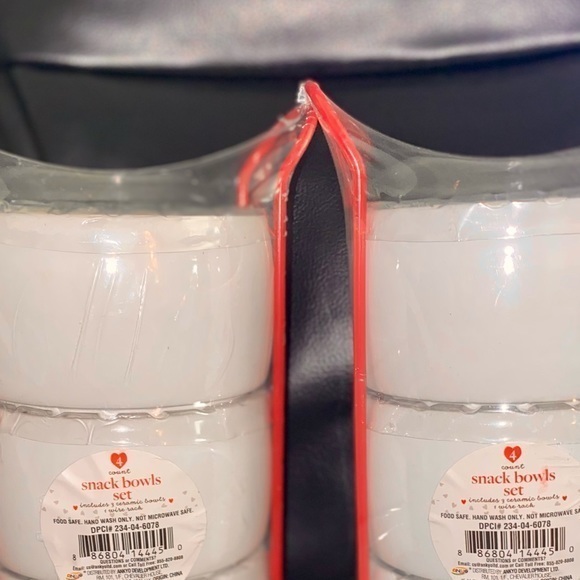 NEW Ceramic Snack Bowls Set with Wire Rack (3 Ct) - Picture 2 of 2